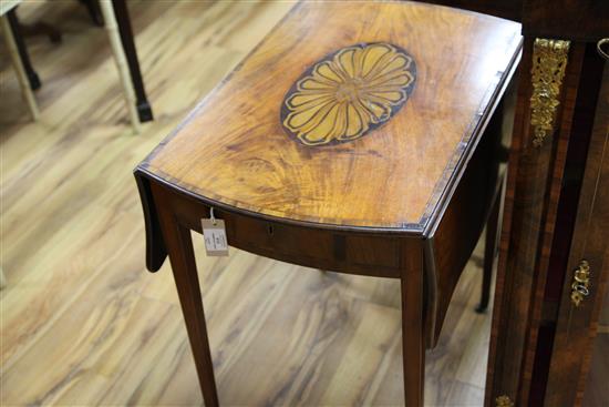 A George III mahogany and rosewood crossbanded butterfly wing Pembroke table, W.2ft 4in.